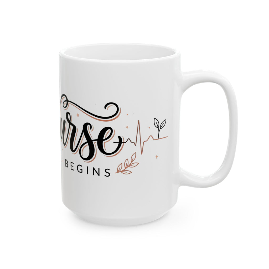 L&D Nurse Mug – ‘Where Life Begins’ Ceramic Coffee Cup (11oz & 15oz)