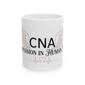 CNA Ceramic Mug — "Compassion in Human Form" Coffee Cup with Wings & Heartbeat Design
