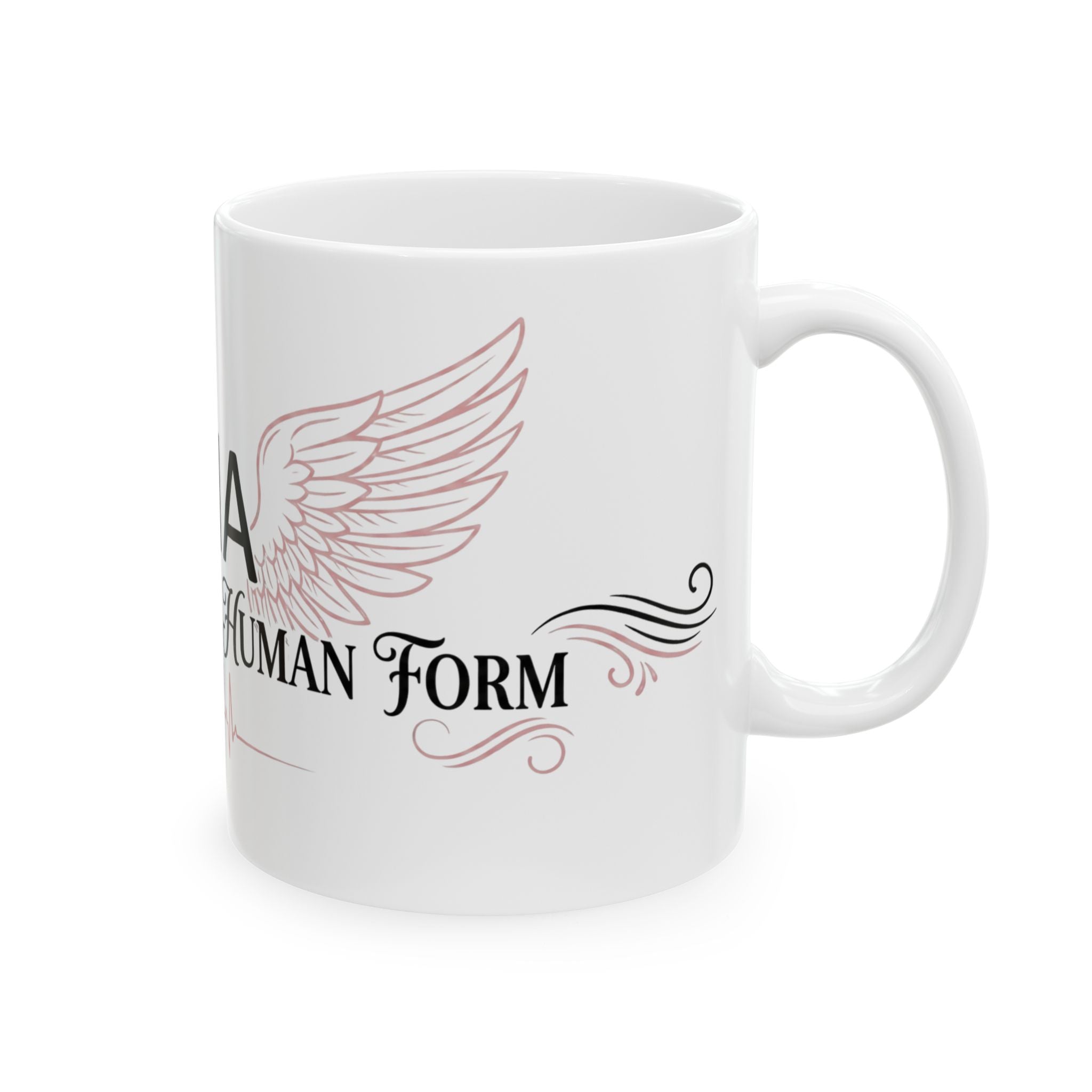 CNA Ceramic Mug — "Compassion in Human Form" Coffee Cup with Wings & Heartbeat Design