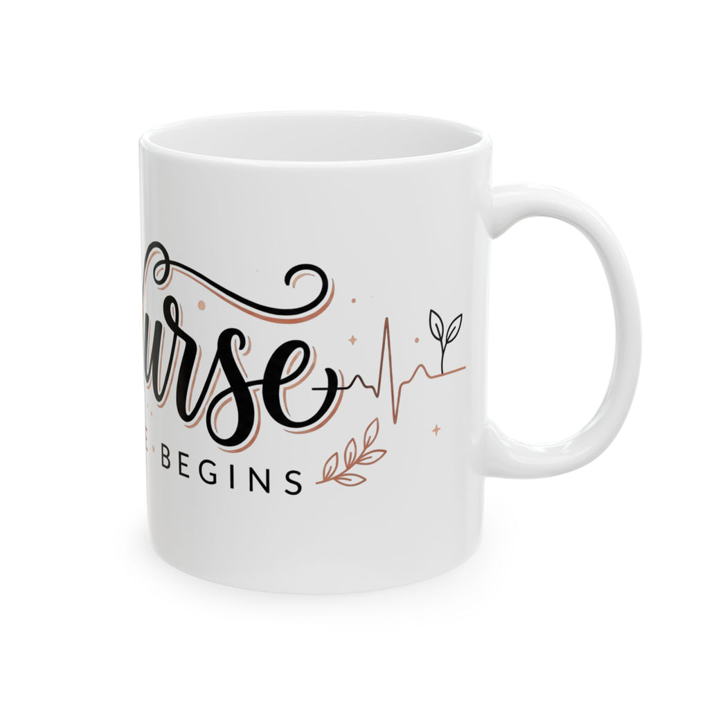L&D Nurse Mug – ‘Where Life Begins’ Ceramic Coffee Cup (11oz & 15oz)