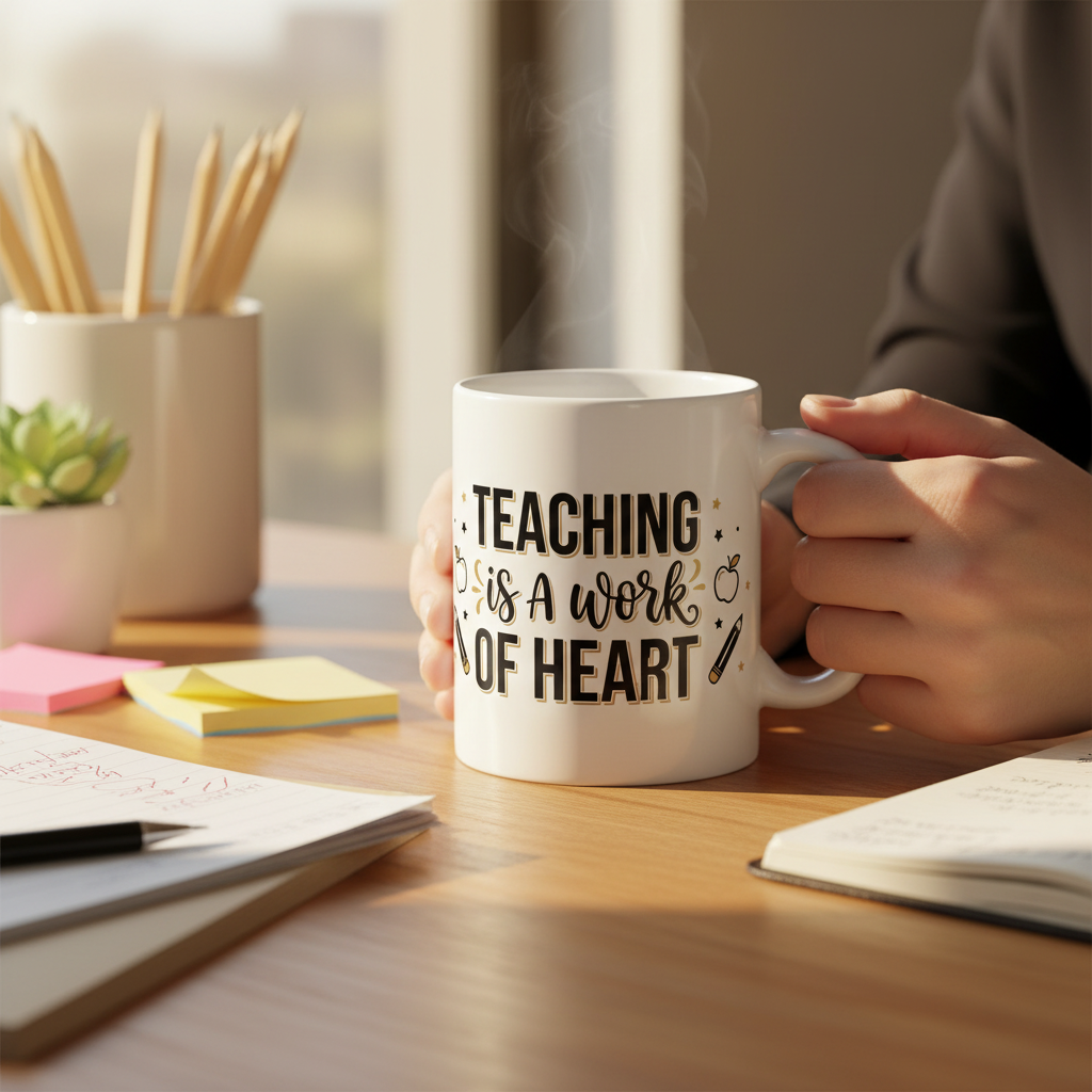 Teaching Is a Work of Heart Ceramic Mug — Teacher Appreciation Gift (11oz & 15oz)